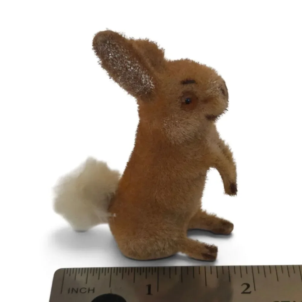 Vintage Wagner Kunstlerschutz Rabbit Flocked Figurine West Germany Handwork 1960